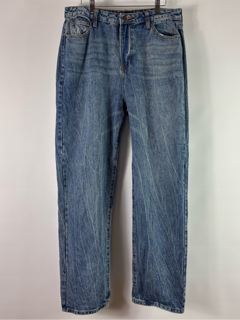 Fashion Nova Medium Wash Denim Relax High Waisted Straight Leg Jeans Women Sz 13